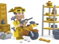 Mechanik z osobowością ISTP naprawia motocykl w warsztacie. Narzędzia, kaski i części są wszędzie.