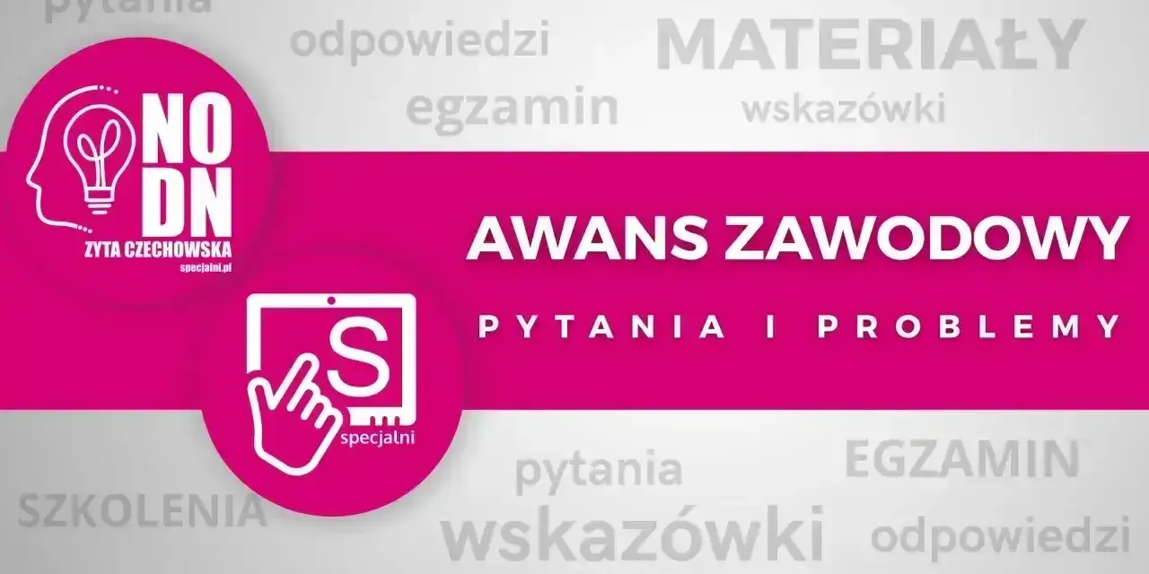 Grafika promuje awans zawodowy, oferując materiały, szkolenia i odpowiedzi na pytania.