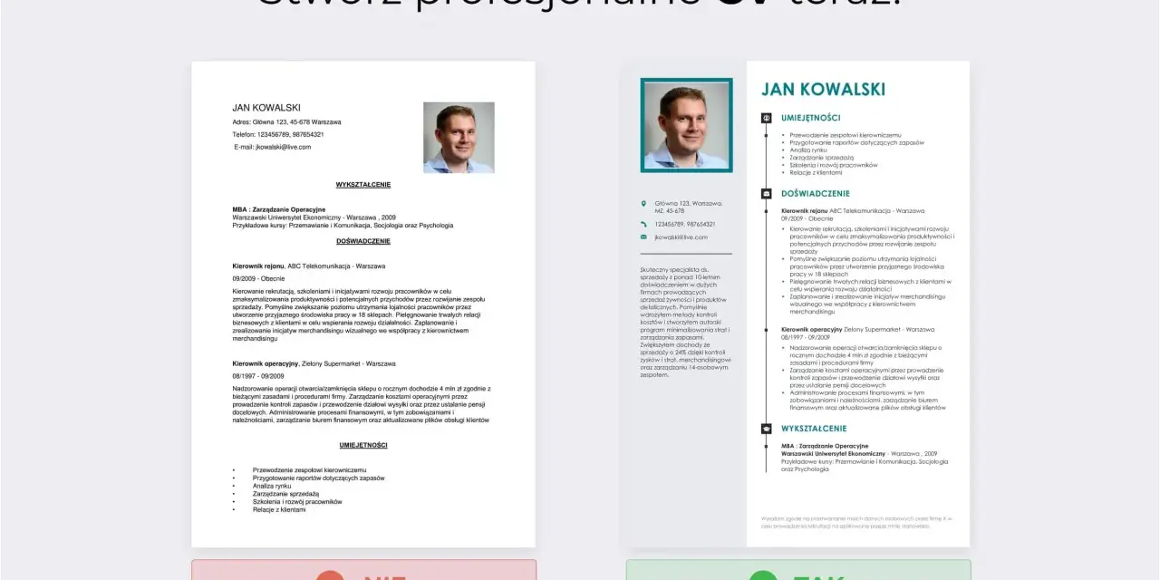 Profesjonalne CV po angielsku Jana Kowalskiego, z danymi kontaktowymi, wykształceniem MBA i doświadczeniem w zarządzaniu.