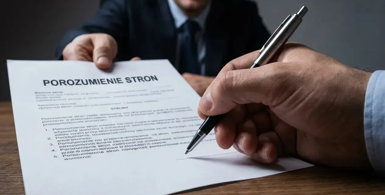 Podpisanie porozumienia stron, które kończy wypowiedzenie umowy o pracę przez pracownika.