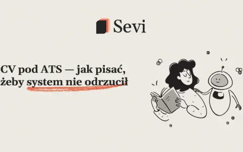 CV pod ATS – jak pisać, żeby system nie odrzucił. Ilustracja z robotem i kobietą czytającą książkę.