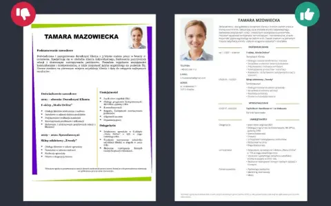 CV Tamary Mazowieckiej: doświadczenie w e-commerce, umiejętności komunikacyjne i osiągnięcia w sprzedaży.