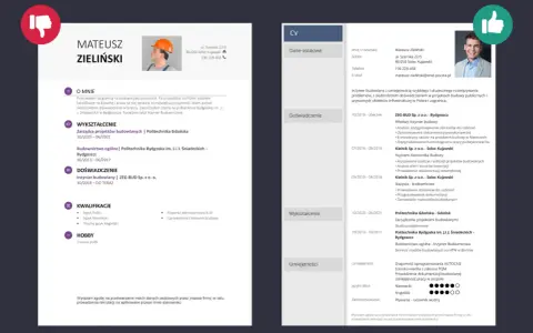 CV inżyniera budownictwa z 7-letnim doświadczeniem w projektach publicznych i prywatnych. Posiada uprawnienia kierownika budowy.