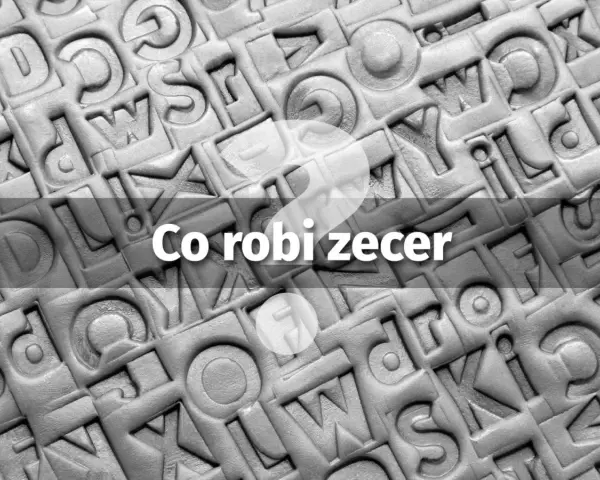 Tekst z pytaniem "Co robi zecer" na tle wypukłych liter, przypominających dawne metody druku.