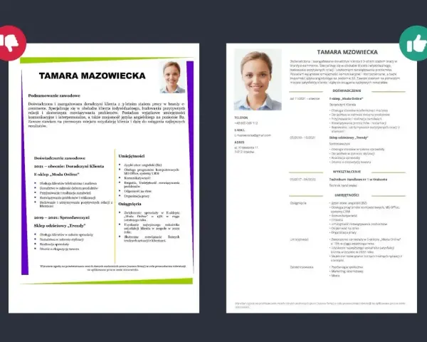 CV Tamary Mazowieckiej: doświadczenie w e-commerce, umiejętności komunikacyjne i osiągnięcia w sprzedaży.