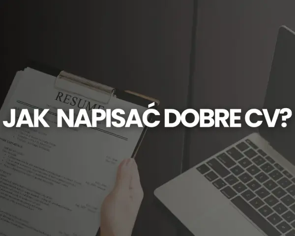 Dłoń trzyma dokument "RESUME", obok leży laptop. Tekst "JAK NAPISAĆ DOBRE CV?" sugeruje, że chodzi o umiejętności do CV.