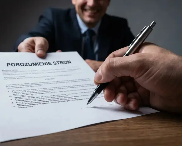 Podpisanie porozumienia stron, które kończy wypowiedzenie umowy o pracę przez pracownika.