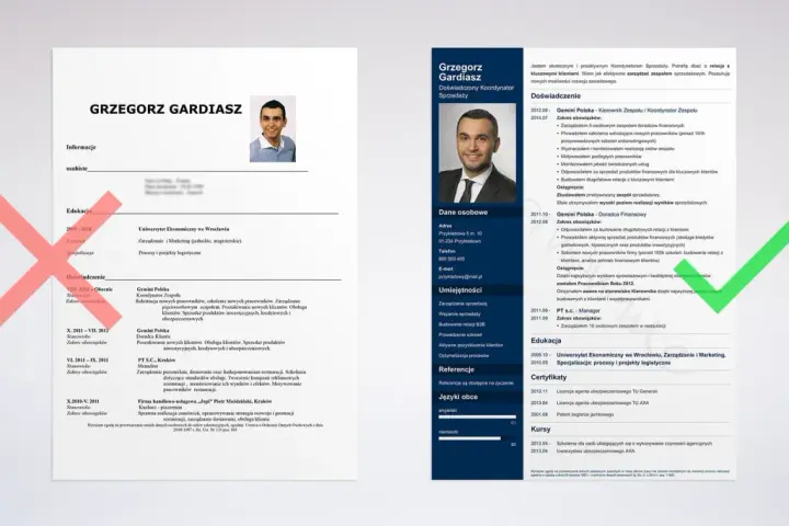 CV Grzegorza Gardiasza, z sekcją "Umiejętności" zawierającą "Aktywne pozyskiwanie klientów", co świadczy o jego zainteresowaniach w CV.