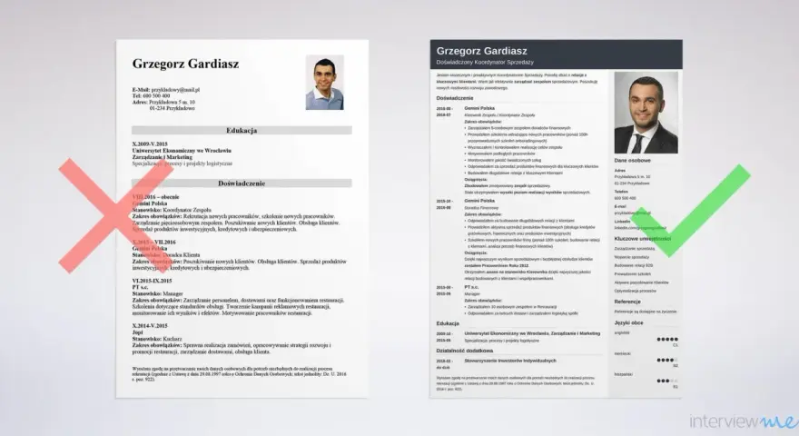CV na praktyki Grzegorza Gardiasza, doświadczonego koordynatora sprzedaży, z kluczowymi umiejętnościami w zarządzaniu i wsparciu sprzedaży.