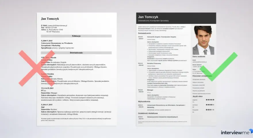 CV Jana Tomczyka z datą urodzenia w sekcji "Dane osobowe" i doświadczeniem zawodowym.