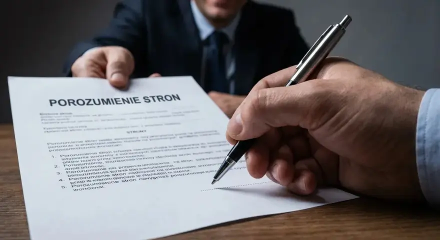 Podpisanie porozumienia stron, które kończy wypowiedzenie umowy o pracę przez pracownika.
