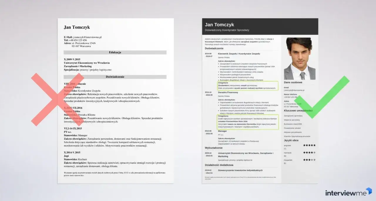 Profil zawodowy Jana Tomczyka: doświadczony koordynator sprzedaży z sukcesami w zarządzaniu zespołem i budowaniu relacji z klientami.