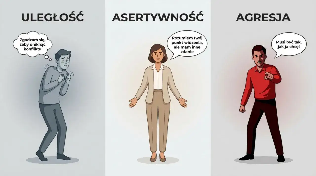 Trzy postawy: uległość (strach przed konfliktem), asertywność (szacunek dla siebie i innych) i agresja (narzucanie swojej woli). Jak rozmawiać z toksykiem? Asertywnie!
