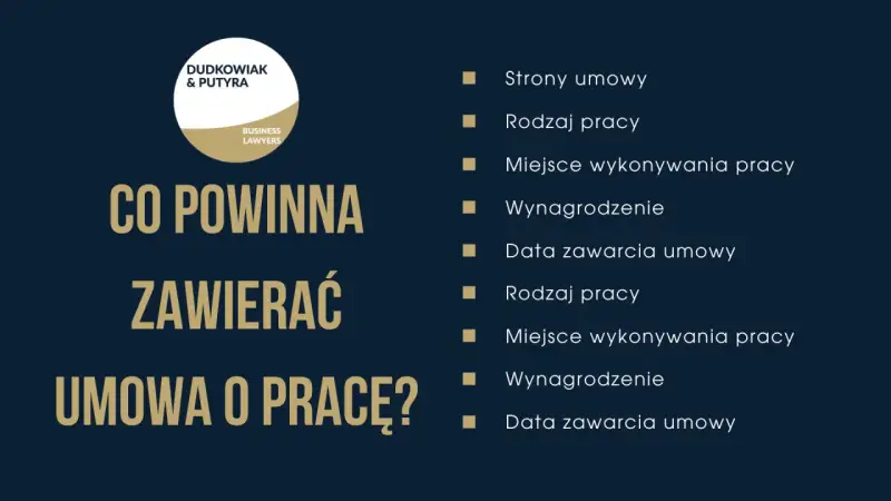Co powinna zawierać umowa o pracę? Kluczowe elementy to strony, rodzaj pracy, miejsce, wynagrodzenie i data zawarcia.
